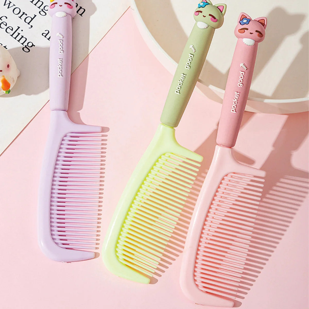 Cute Cartoon Cat Head Hair Comb Student Styling Straight Women's Qme