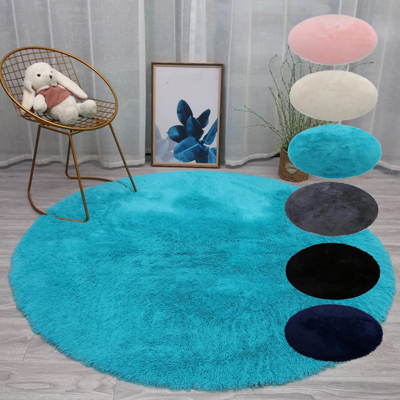 Wool Imitation Sheepskin Rugs Faux Non Slip Bedroom Shaggy Carpet Mats Multi Color Solid Soft Circular Carpets Qme