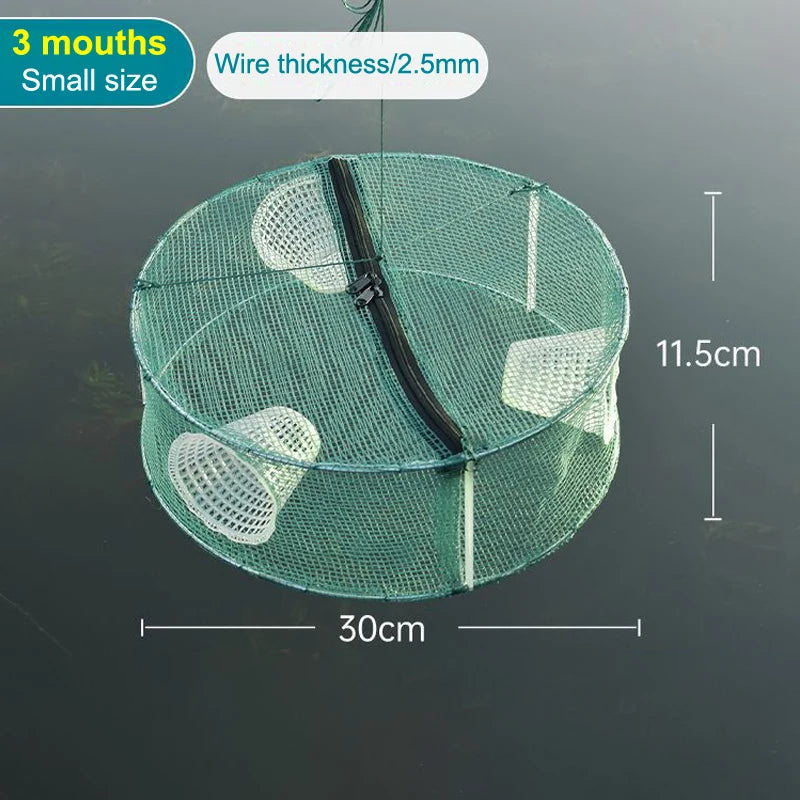 Fishing Net Mesh Folded Round 3 4 Holes Fish Shrimp Automatic Trap Qme 1