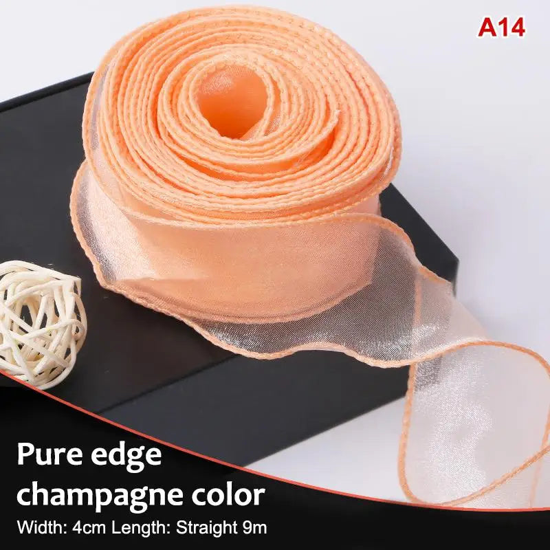 10Yards Organza Solid Ribbon Wavy Edge Flower Bouquet Gifts Packaging Qme A14