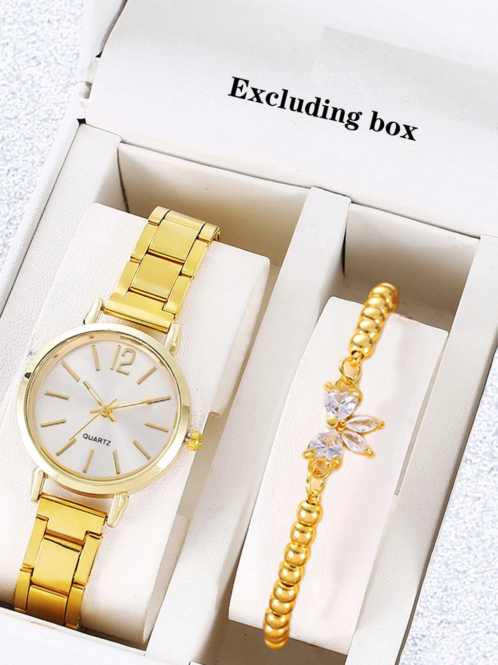 2pcs Women's Watch with Elegance Steel Band, Fashionable and Simple Trendy Quartz Watch Bracelet Set Qme Rose