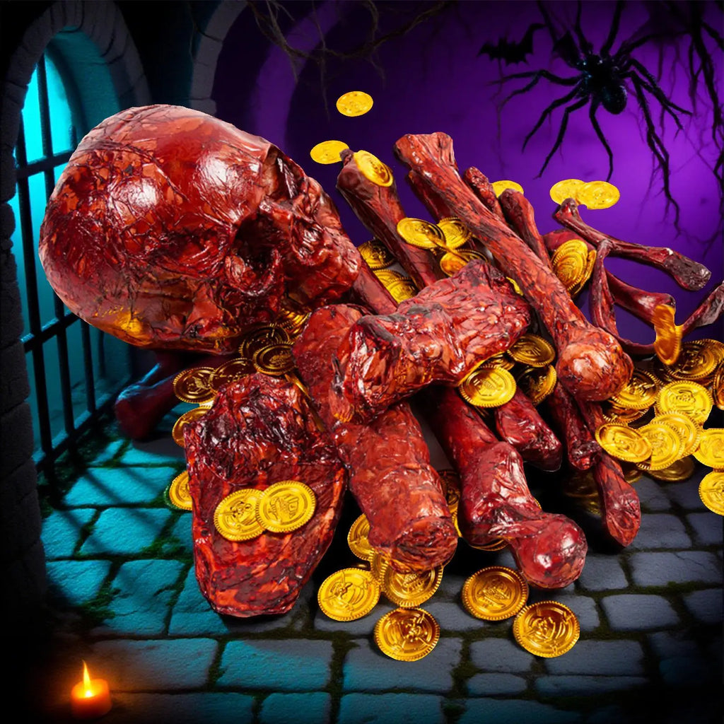 Skeleton Decoration Human Skull Set Indoor Outdoor Decorations For Ground Lawn Porch Front Yard Carnival Haunted House Party Qme