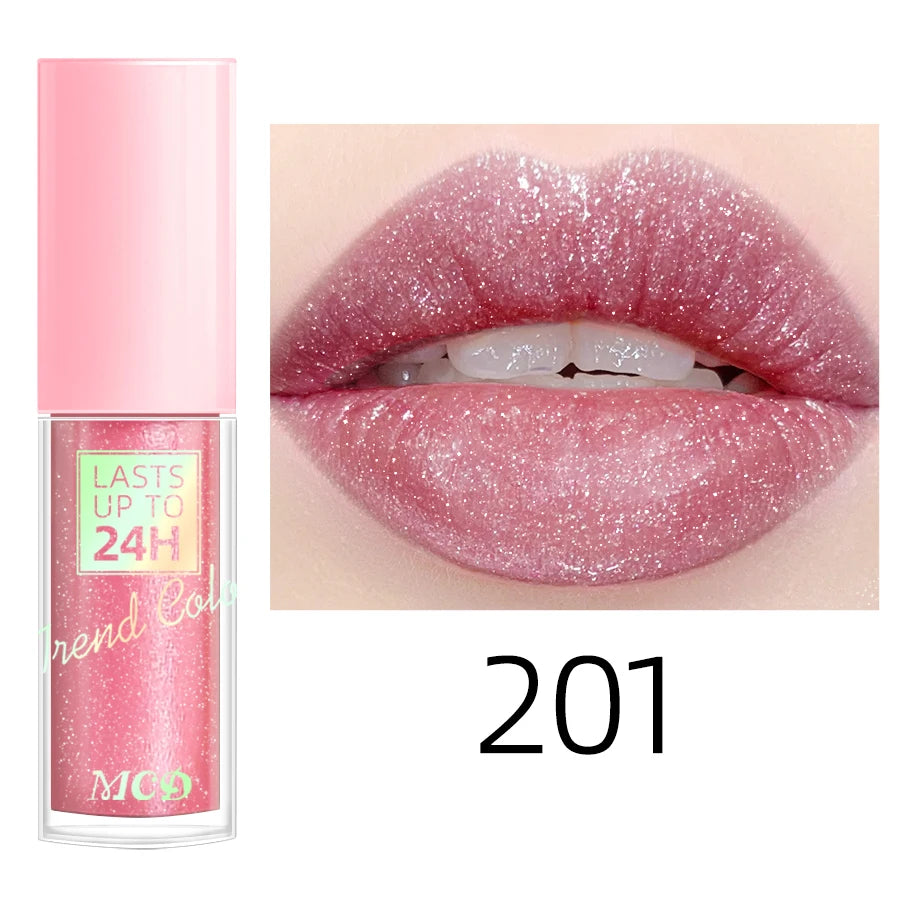 18 Colors Glitter Lip Glaze Long Lasting Gloss Waterproof Liquid Qme 201