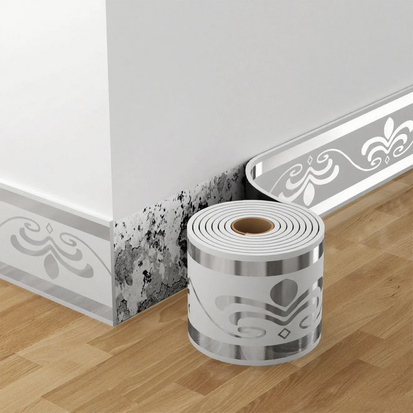 Rolled Self-Stick Baseboard Trim-Anti-Collision Waterproof Wall Waistband Sticker for Living Room Bedroom Home Decor Qme