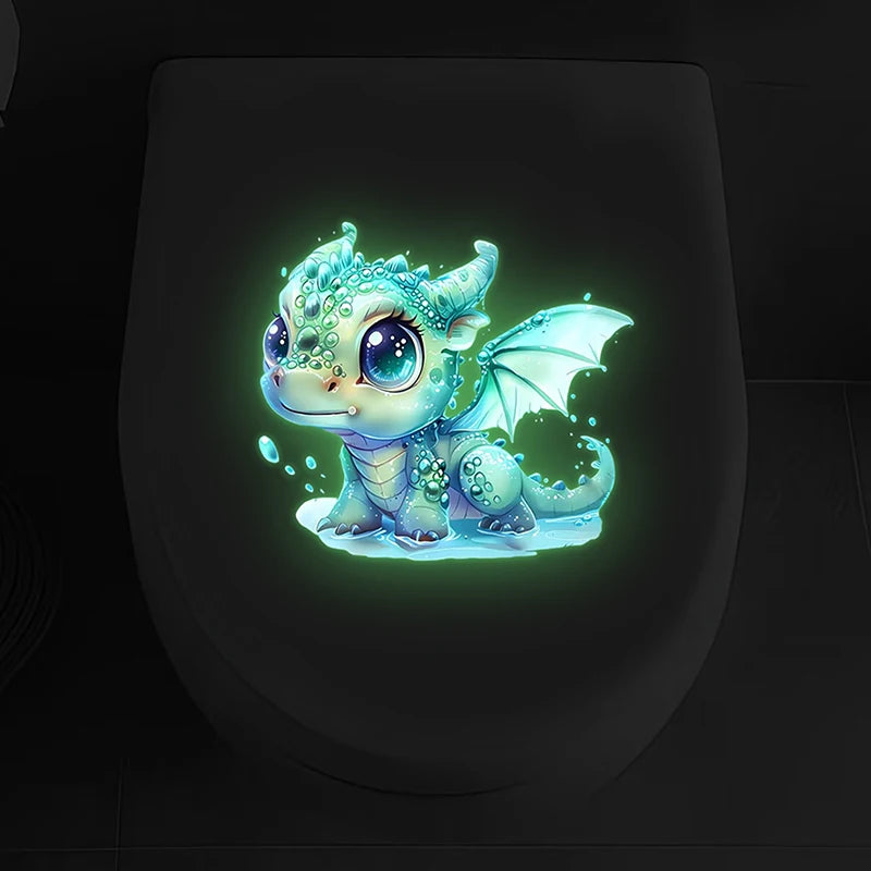Self-adhesive Removable Home Bathroom Decor Fluorescent Blue Dragon Qme