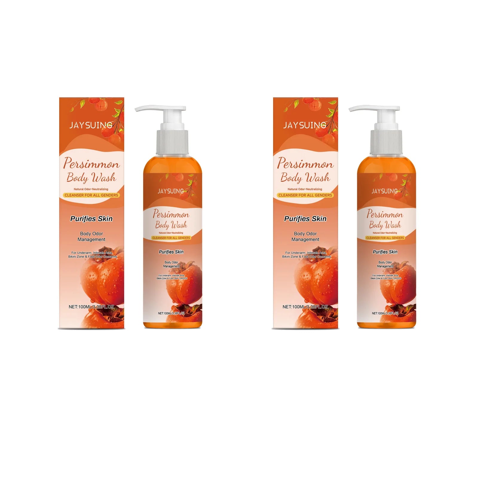 Jaysuing Persimmon Body Wash Odor Removal Refreshing Oil Control Exfoliating Body Cleaning Smooth Skin Purification Shower Gel Qme 2 X 100ml Boxed Moisturizing
