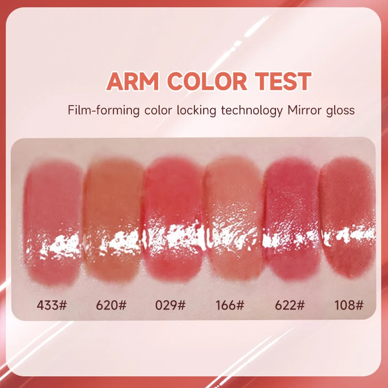 Glossy Lipstick-Lasting Hydrating Lip Gloss, Water Light Mirror Glossy Glass Lip Glaze, Waterproof, Non-Sticky, Non-Stick Cup Qme