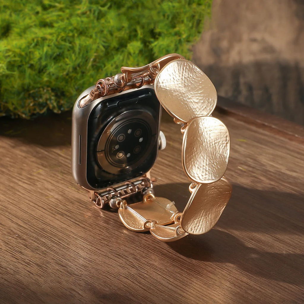 Suitable for Apple Watch Metal Elastic Strap Apple Watch Women's Strap Compatible with iWatch Full Series Qme