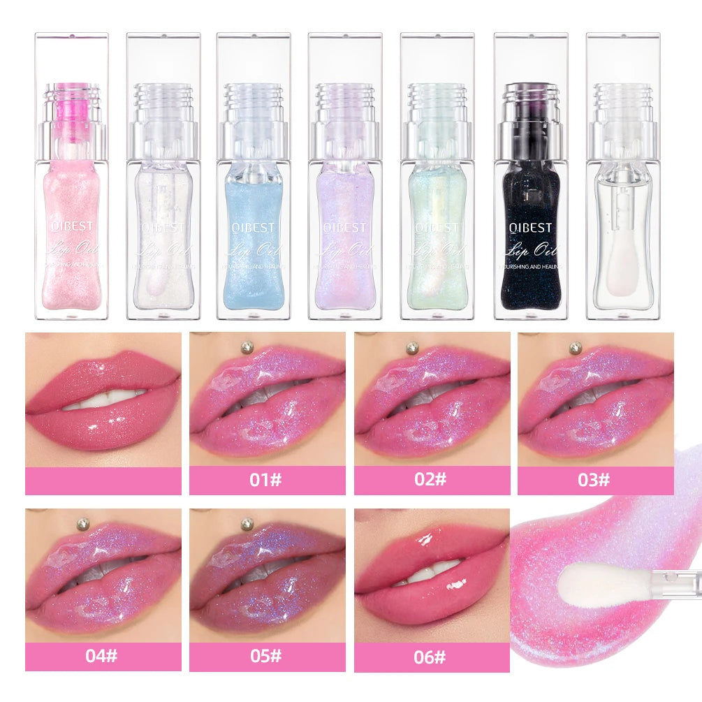 QIBEST 1pc Temperature Color Change Lip Oil Lipgloss Moisturizing Lasting Pink Clear Lip Glaze Pearlescent Lipgloss Makeup New Qme