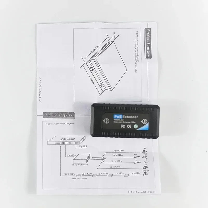 Passive 1 Port POE Ethernet Extender / Repeater for CCTV IP Cameras about 120 meters (max) under standard CAT5 Transmission Qme