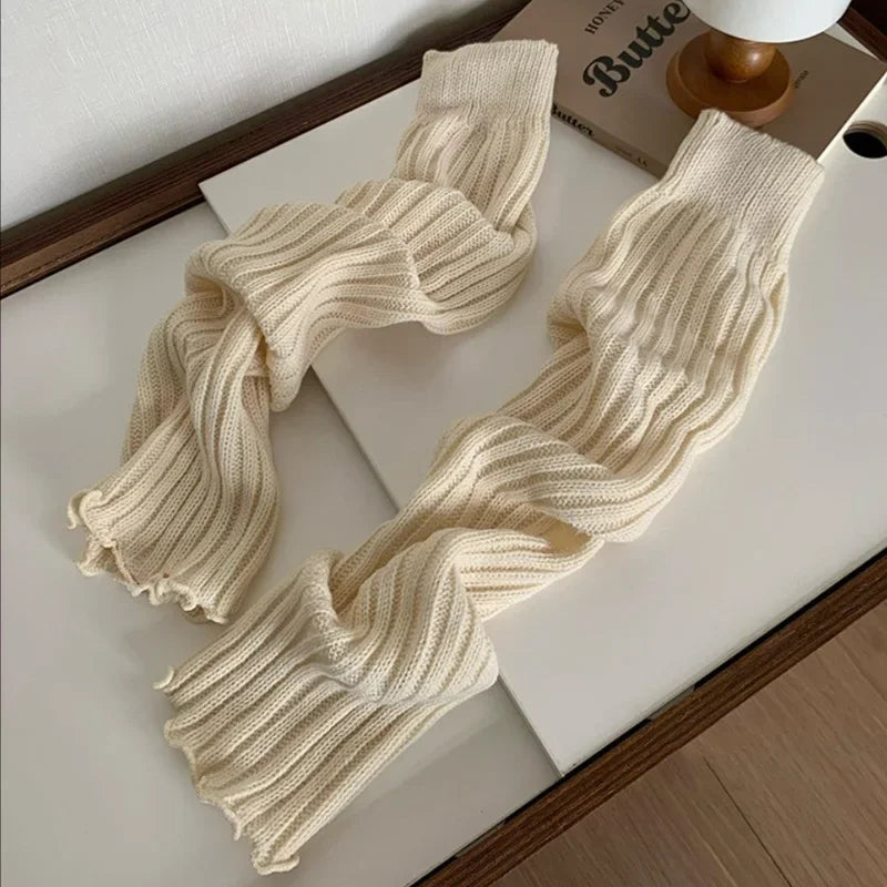 Cute Japanese Lolita JK Leg Warmers Women Ankle Warmer Girls Gothic Qme Beige Length 57cm