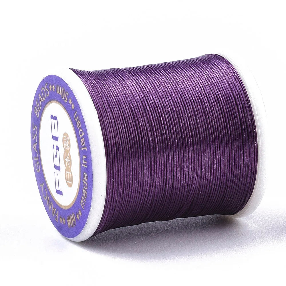 PandaHall 50m/Roll Multi-Color Nylon 66 Beading Thread, 0.1mm High Strength Stretch Resistant for Seed Bead Jewelry Making Qme Purple