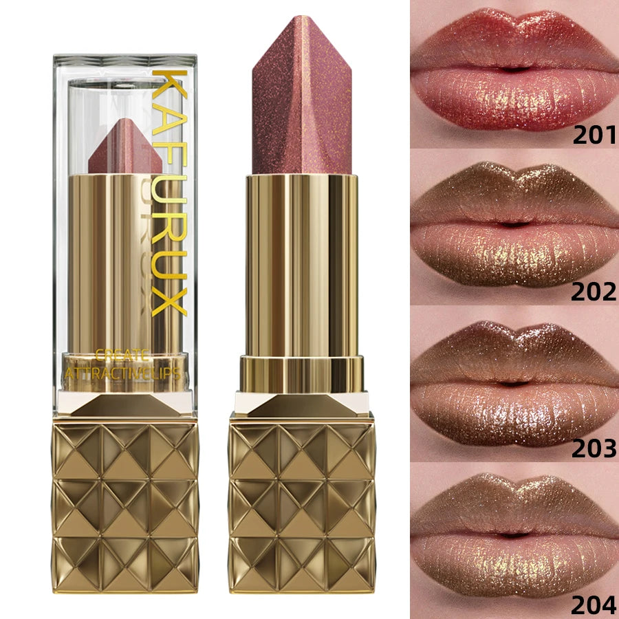 Glitter Shiny Metallic Two Tone Lipstick Matte Pearlescent Lip Tint Qme