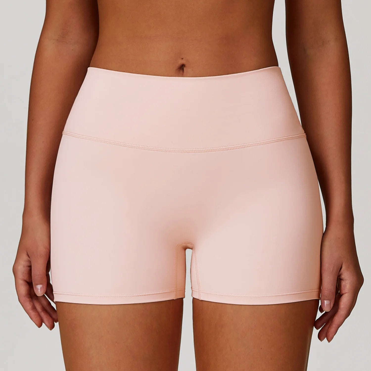 A Women's Summer Shorts Low Waist Seamless Shorts Gym Shorts Yoga Shorts Running Shorts and High Stretch Cycling Training Shorts Qme Peach powder M