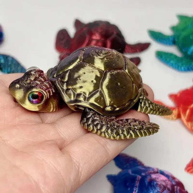3D Printed Turtle Figurines Movable Joints Collection Desktop Decoration Ornaments Holiday Gifts Qme