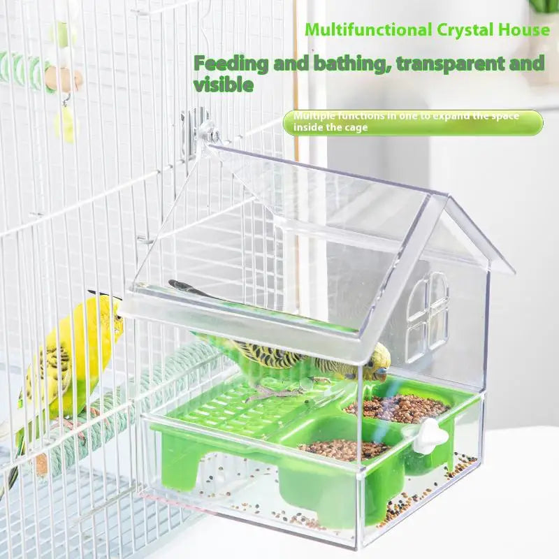 Hanging Parrot Feeder Prevent Scattering Bird Feeding Bowl Qme