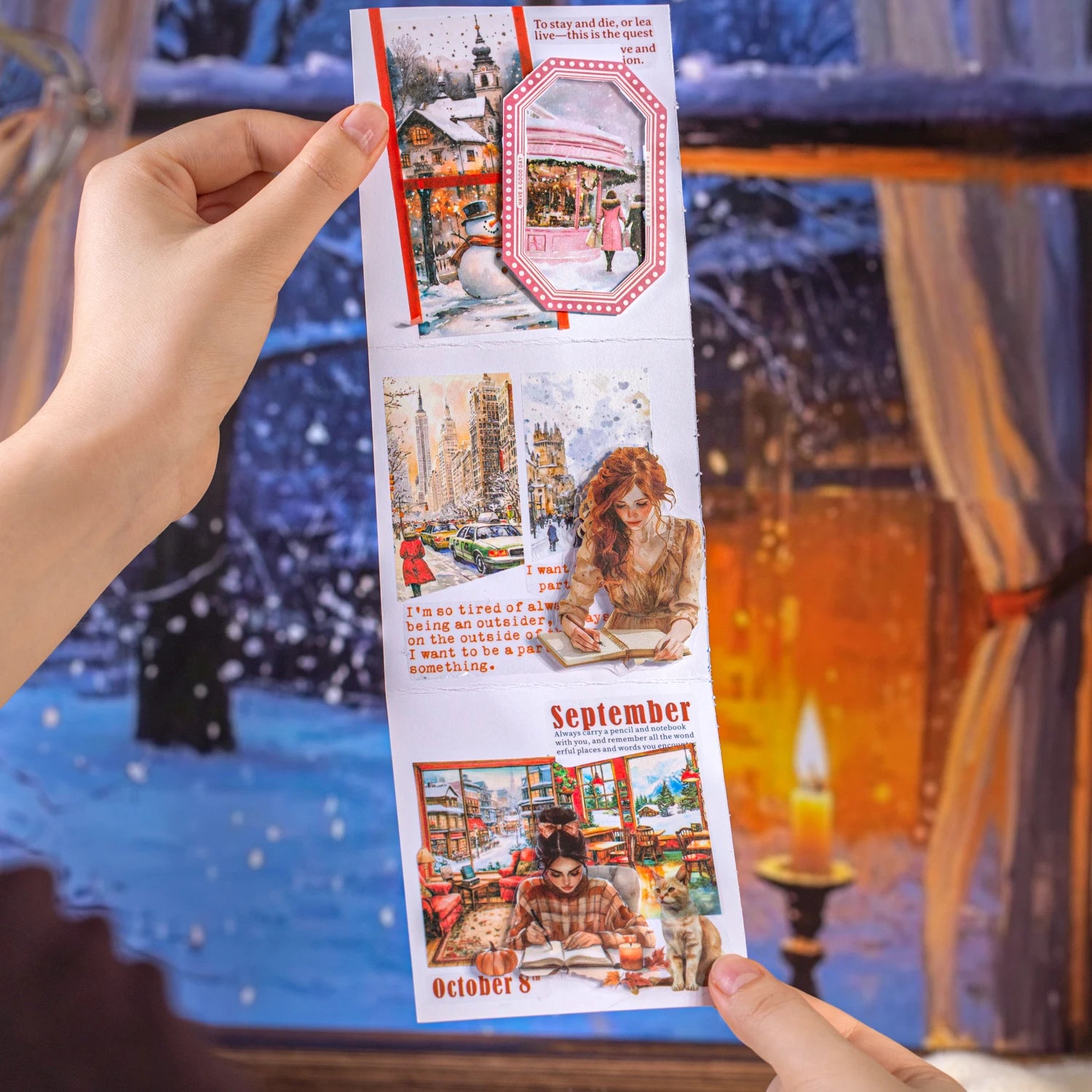 50 Sheets Winter Scenery Landscape Background Stickers for DIY Craft Scrapbook Guitar Phone Case Notebook Decoration Qme