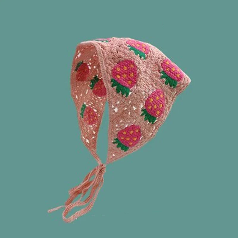 Korean Sweet Cute Handmade Crochet Hollow Triangle Headband Towel Women Spring and Summer Travel Literary Photo Hair Scarf Qme PKM