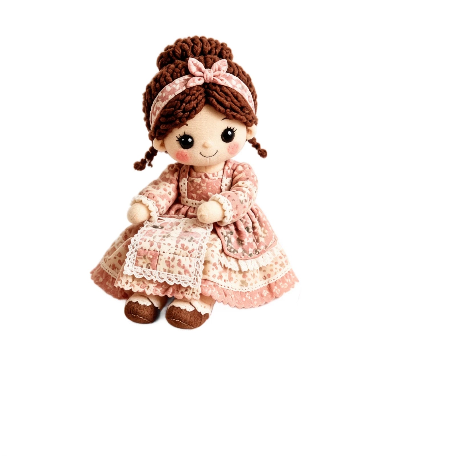 Doll Patchwork DIY Kit Complete Sewing Material Pack Fabric Accessory Set Handcraft Making Supplies for Beginner and Craft Lover Qme