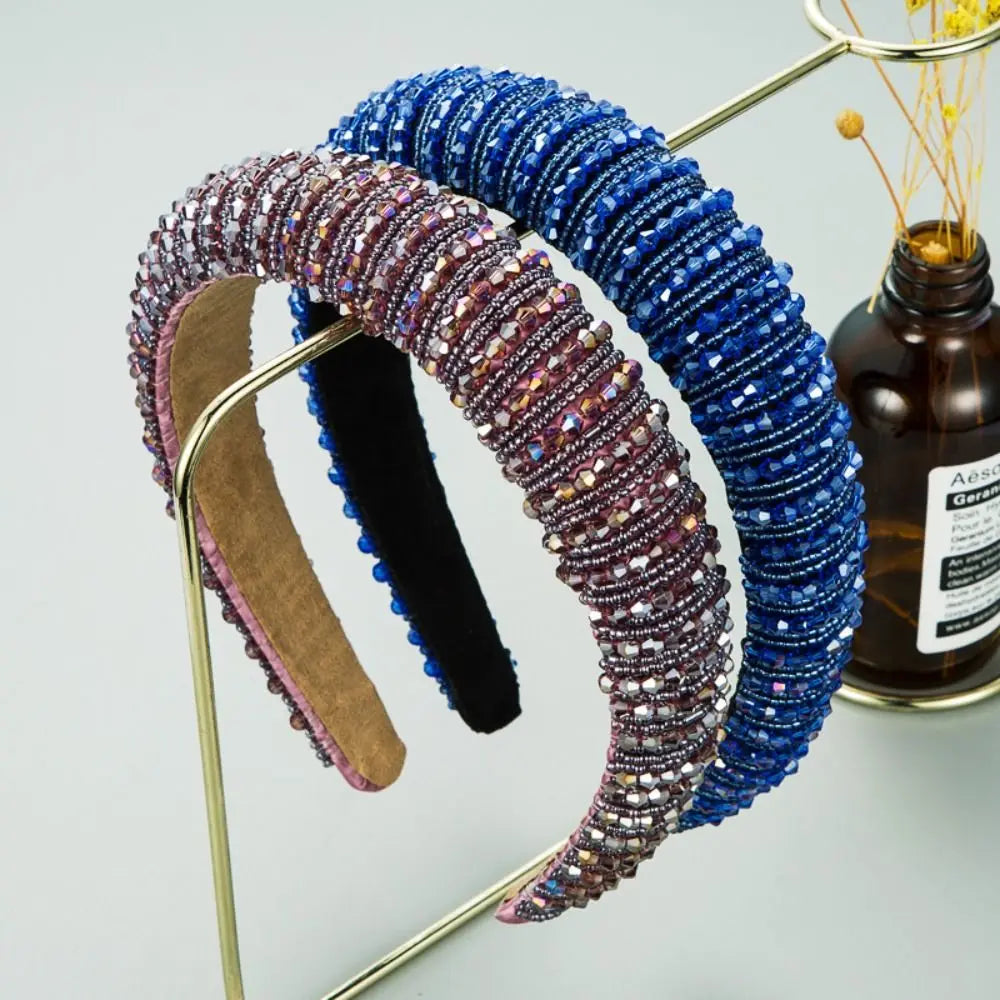 Luxury Elegant Baroque Crystal Headband Beads Blingbling Sponge Qme