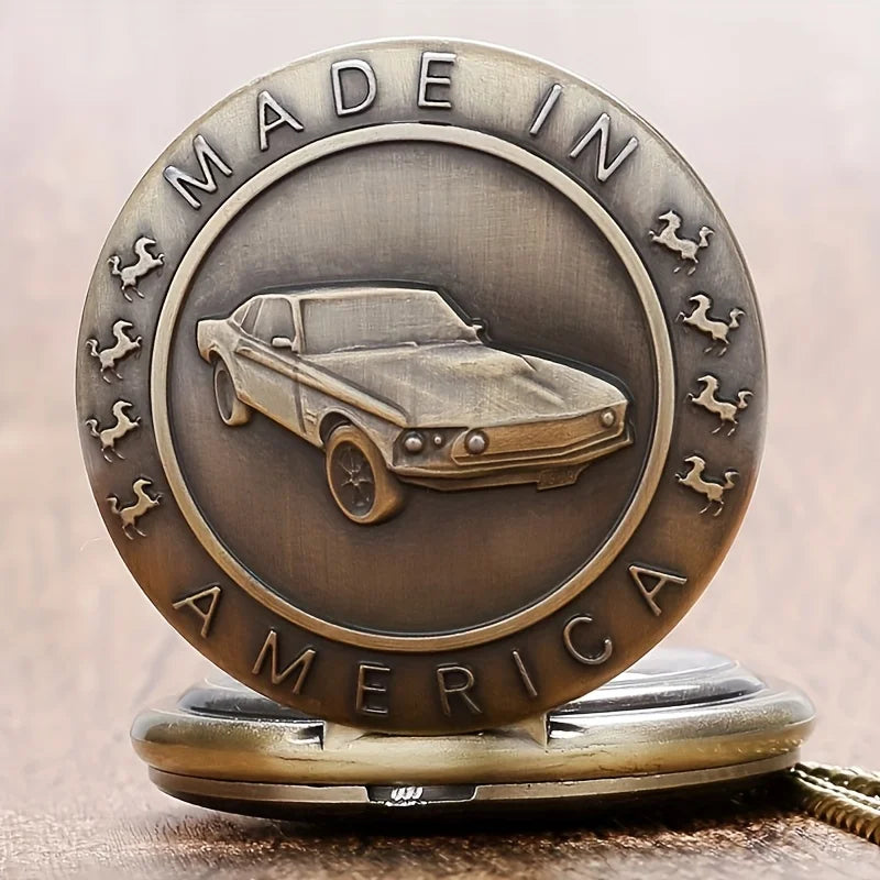 Bronze Mustang Car Pocket Watch - Perfect Birthday Gift for Teens Qme