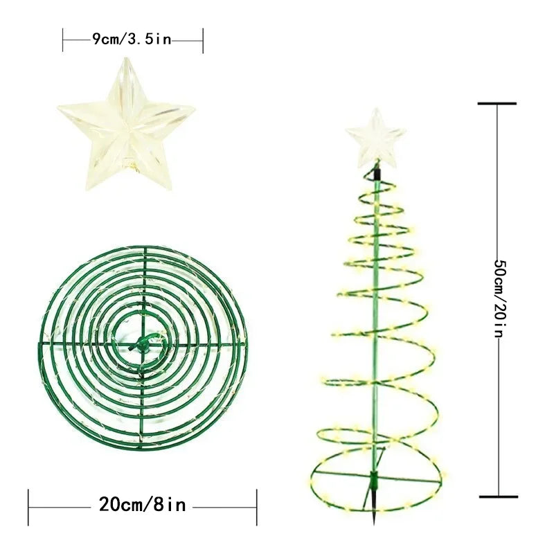 Christmas Solar Light LED Luminous Christmas Tree Ornament Outdoor Waterproof Decorative Lamp String Festival Garden Decorations Qme