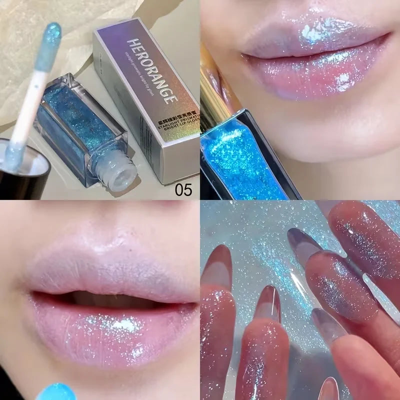 Shiny Glitter Lip Gloss Mirror Water Light Glaze Long Lasting Qme 05