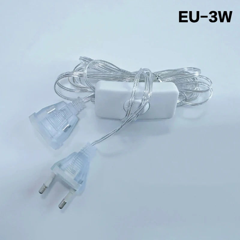 3M 5M EU US Plug Extender Wire Light String Extension Cable Standard Qme EU 5M with switch