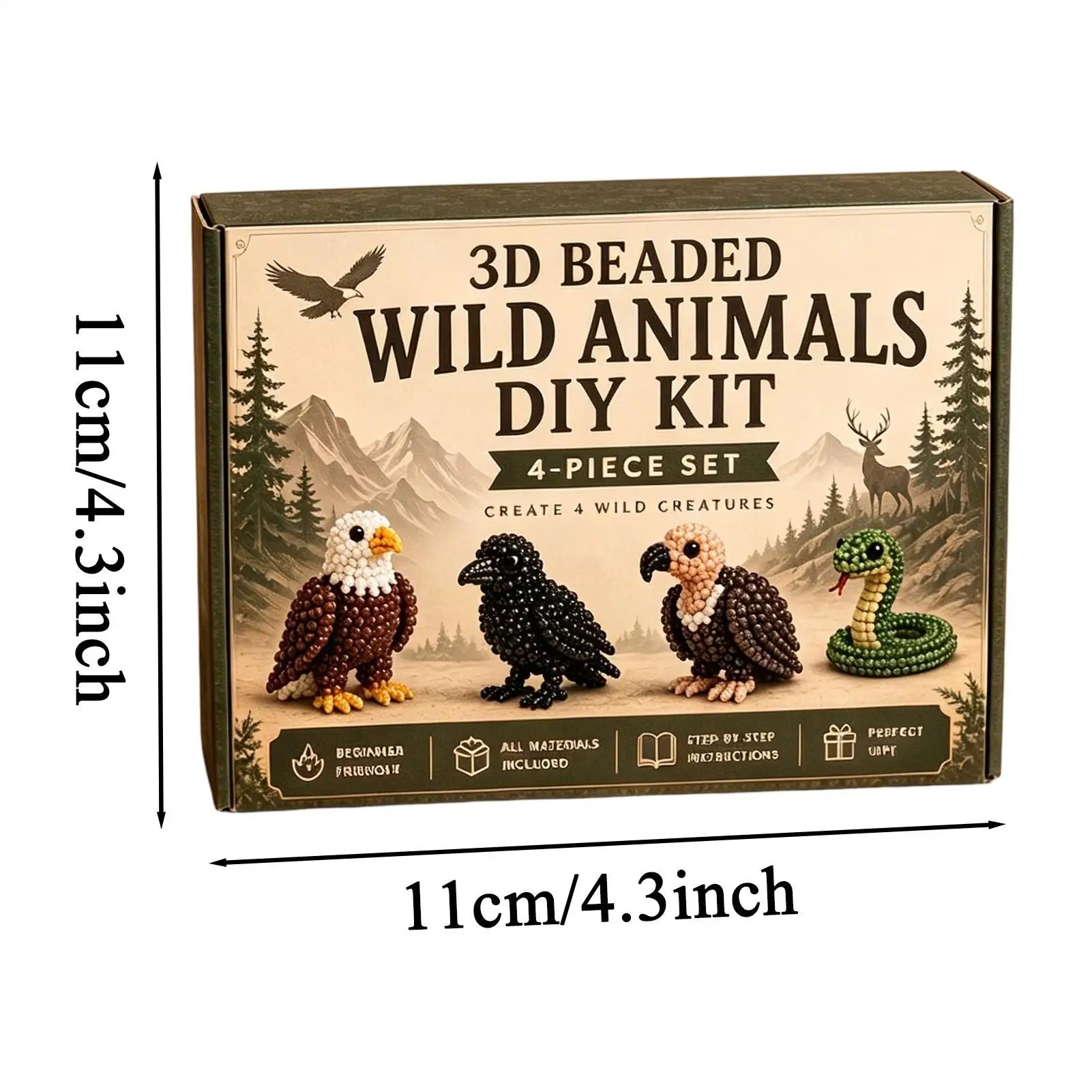 3D Beaded Animal Diy Colorful Beadwork Art Craft Cute Bead Adults Qme
