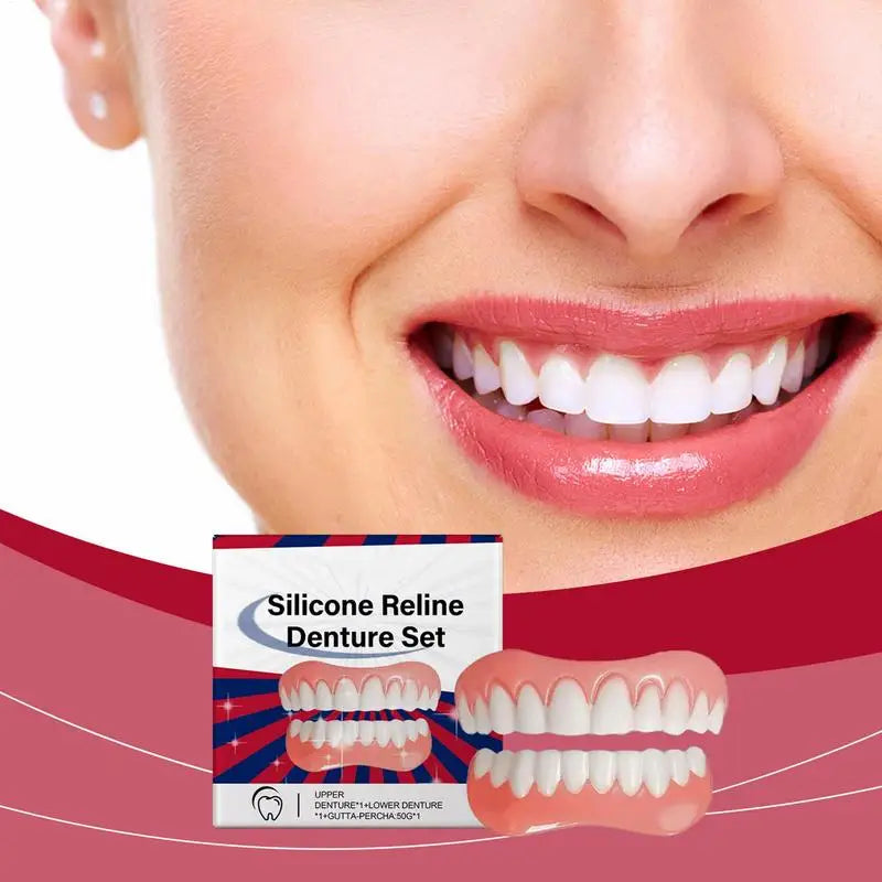 Silicone Denture Upper Lower Veneers Perfects Laugh Soft Liners Qme