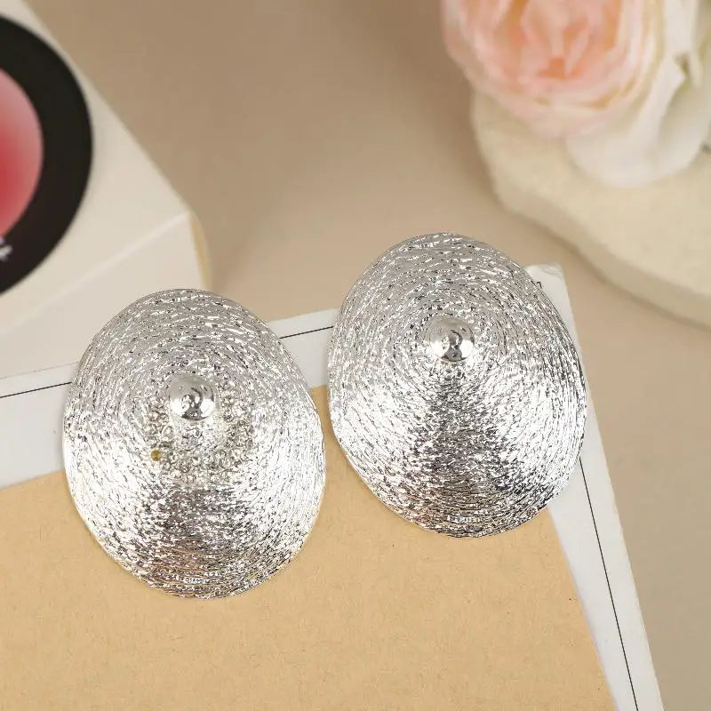 Retro Baroque Style Metal Oval Shaped Dangle Earrings Ring For Women Fashion Jewelry Gift Accessories Qme