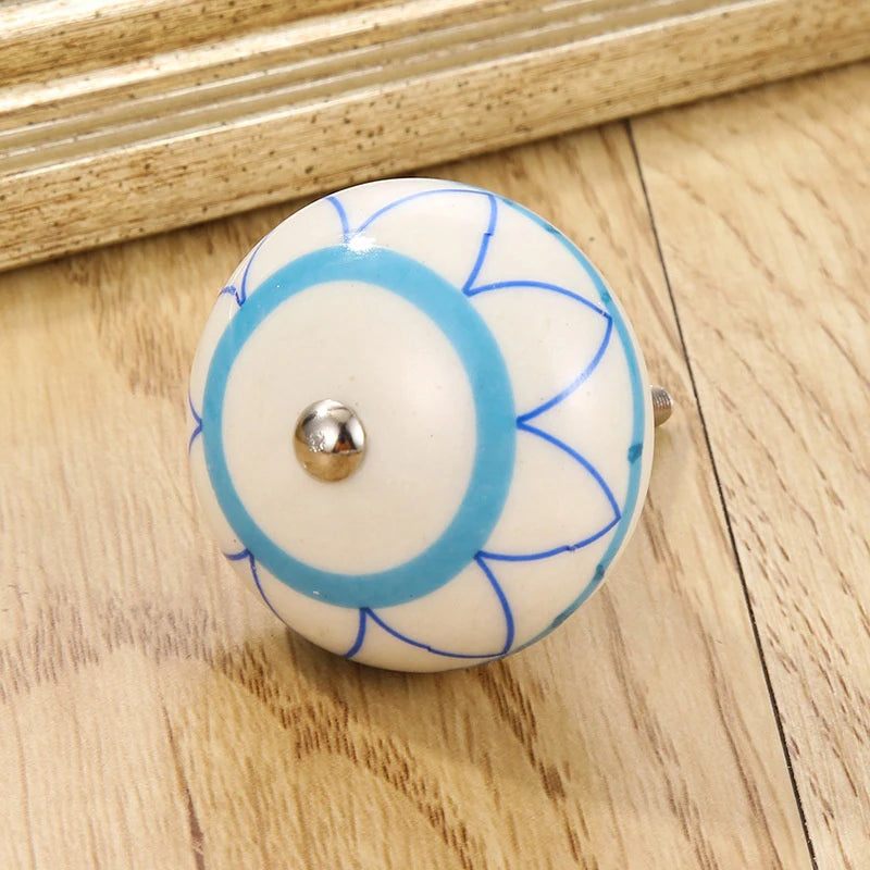 1PCS Multicolor Ceramic Knobs For Cupboard Cabinet Dresser And Furniture Antique Floral Drawer Handle Pull Door Knob Qme A13
