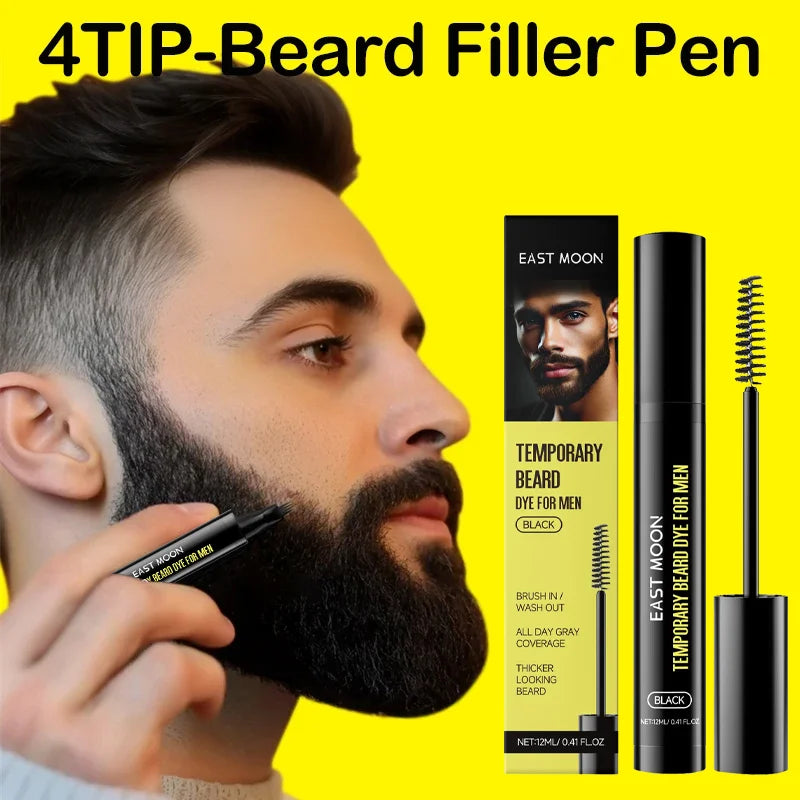 Beard Filler Pen Waterproof Beard Coloring Pen Filling Enhancer Black Fiber Hair Beard Stuffing Pen Tool Qme