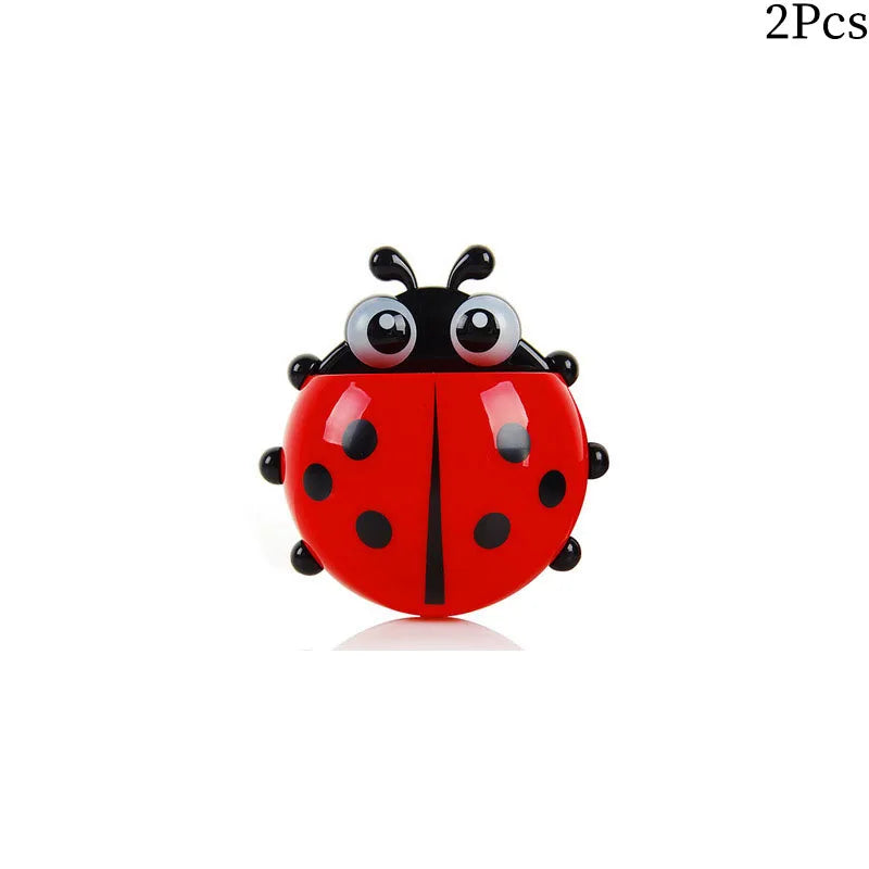 1/2/4Pcs Toothbrush Holder Cute Ladybug Shape Suction Cup Creative Toothbrush Rack Bathroom No-punching Storage Shelf Qme 2Pcs