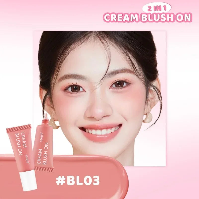 Blush Liquid Blusher Cheek Makeup Blush Matte Peach Pink Blusher Cosmetics Moisturizing Liquid Cream Stick Facial Shadow Beauty Qme 03