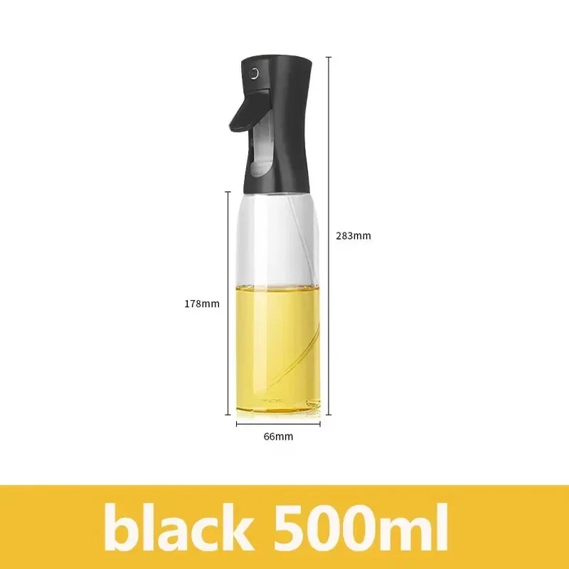 200/300/500ml Oil Spray Plastic Household Kitchen Oil Spray Bottle or Oil Brush Nebulizing Mist Filling Cooking Dual Use BBQ Qme 500ml BLACK