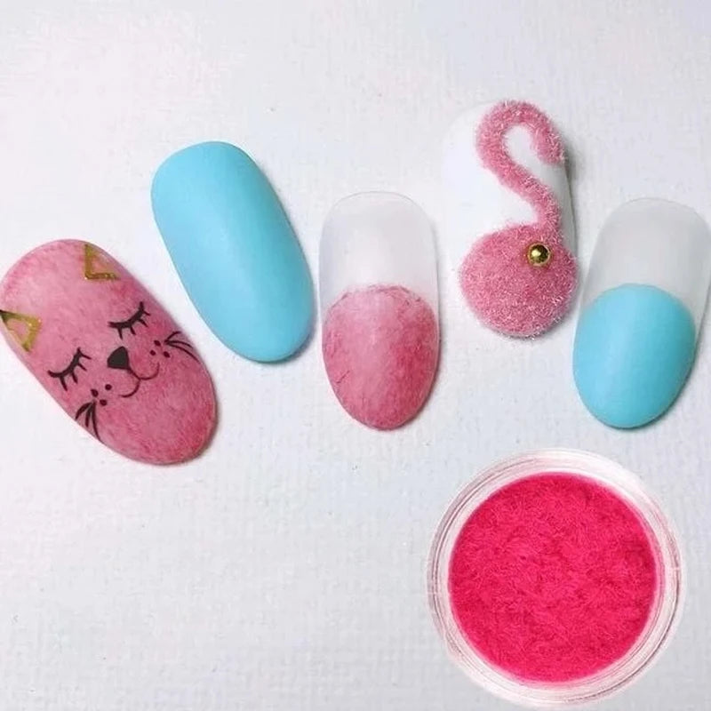 12 Nail Powder Winter Plush Glitter DIY Velvet Candy Sweater Qme