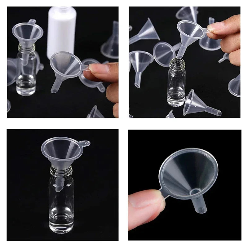 100pcs/lot Plastic Small Funnels For Perfume Mini Liquid Oil Funnels Kitchen Gadget Empty Bottle Packing Tools Qme