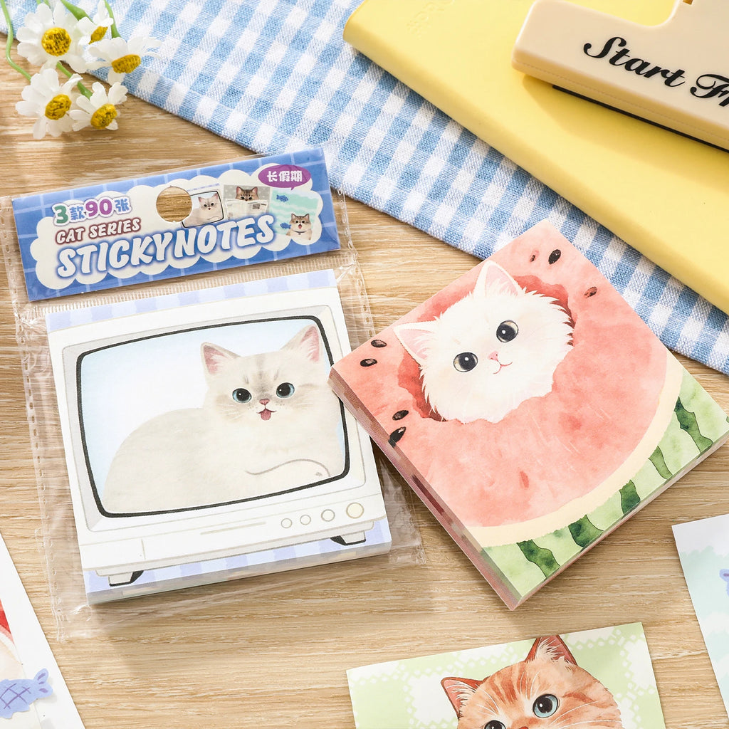 TIANZI 90 Sheets Daily Do It Check List Memo Pad Scrapbooking Cat Cartoon Message Paper Kawaii Cute Sticky Notes School Supplies Qme