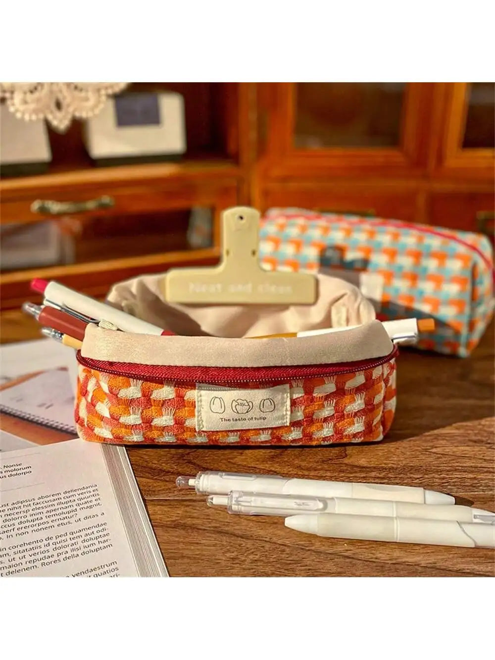 Stationery Bag Pencil Case Large Capacity Handheld Box Cosmetics Qme