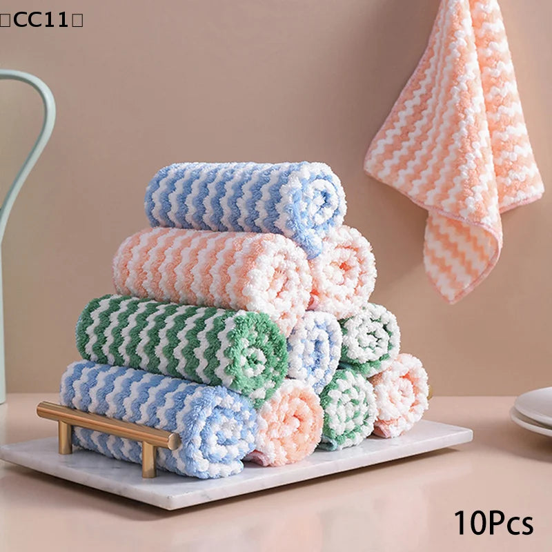 Kitchen Cleaning Rag Coral Fleece Dish Washing Cloth Absorbent Qme