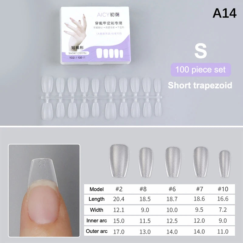Box Matte Medium Short Press Nails Matt Soft Gel Fake No Polishing Qme A14