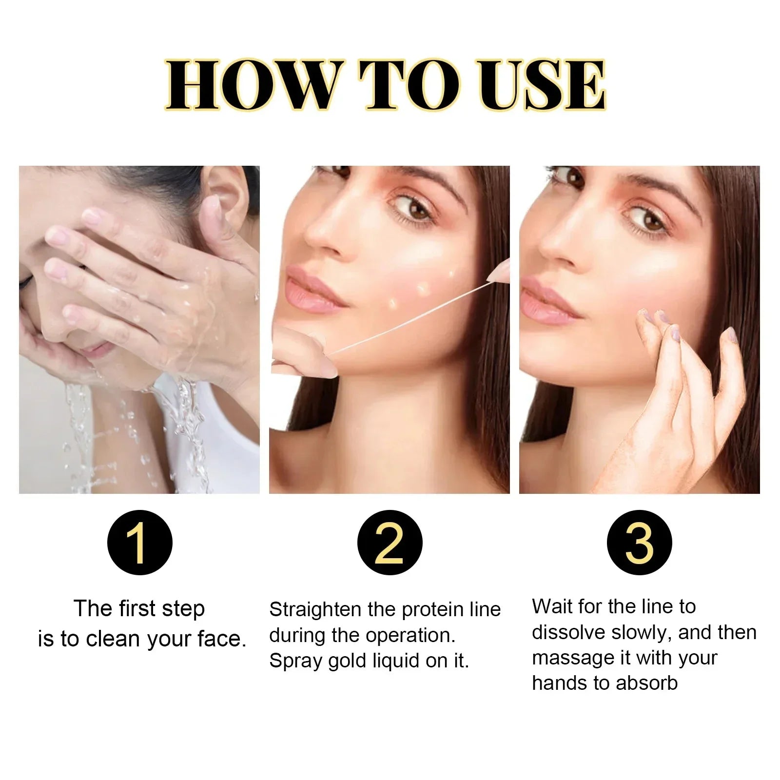 Collagen Protein Thread Instant Wrinkle Remover Serum Set Lifting Firming Soluble Absorbable Face Anti-aging Skin Care Qme