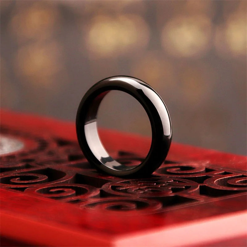 New Hot Fashion New Natural Stone Agate Rings Charms Multi-color Elegant Jewelry Party Gift for Women or Girlfriend High-Quality Qme black