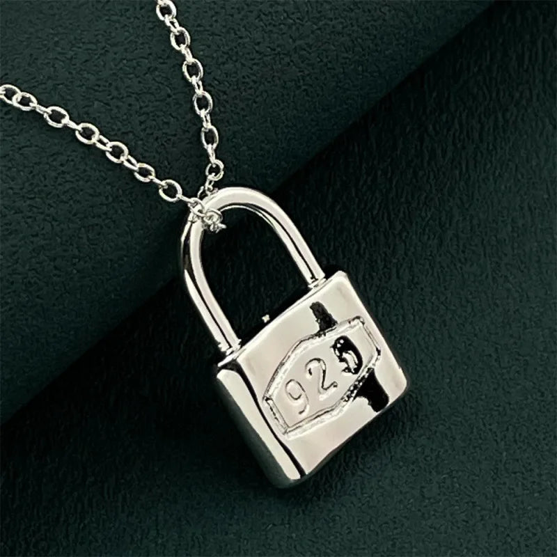 New Charms 925 Sterling Silver Luxury Lock Lovely Necklace for Women Fashion Party Gift Affordable Jewelry Boutique Accessories Qme