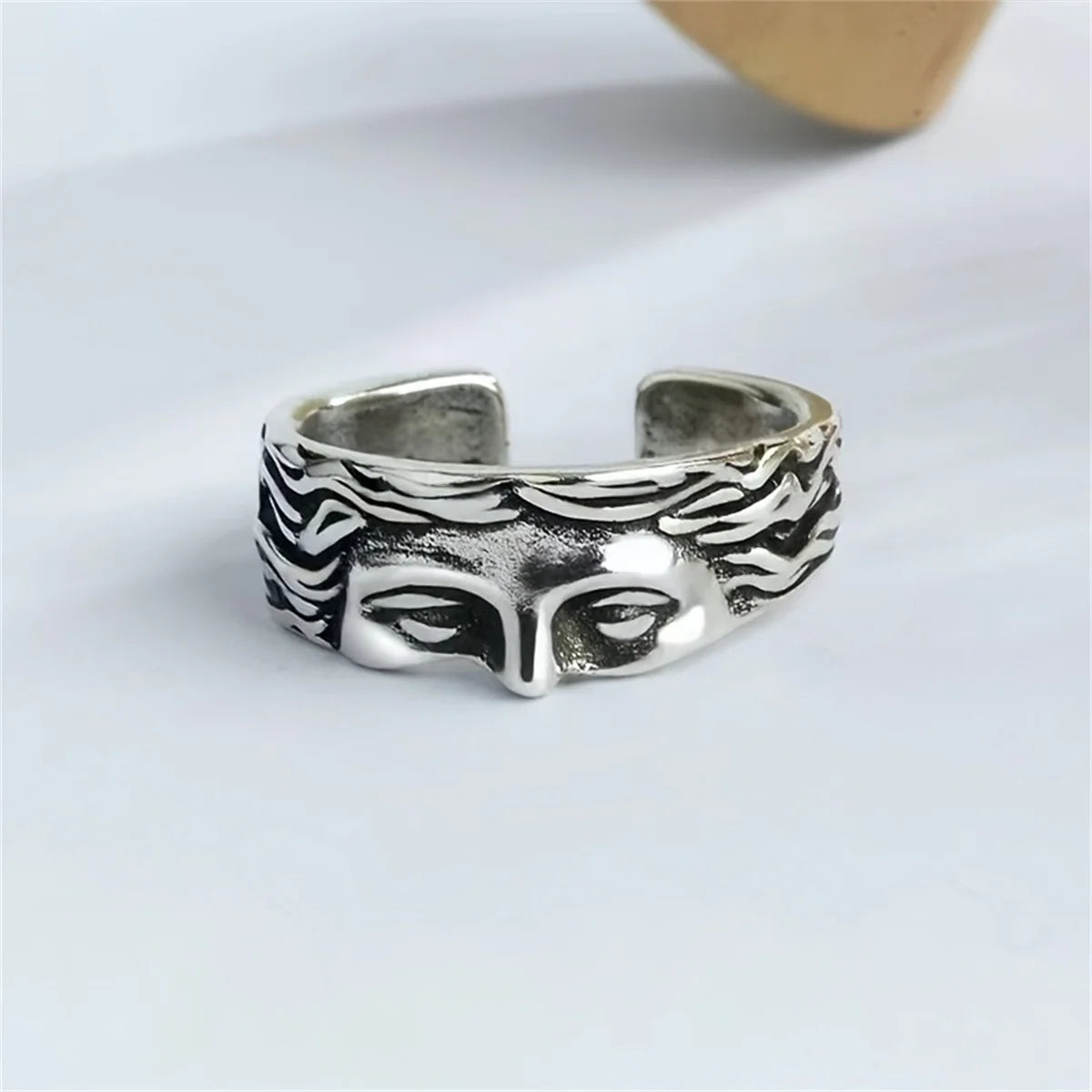 Creative Venus Half Mask Ring For Men Vintage Carving Opening Adjustable Ring Fashion Jewelry Gifts Y2k Hip Hop Ring Men Girls Qme Silver resizable