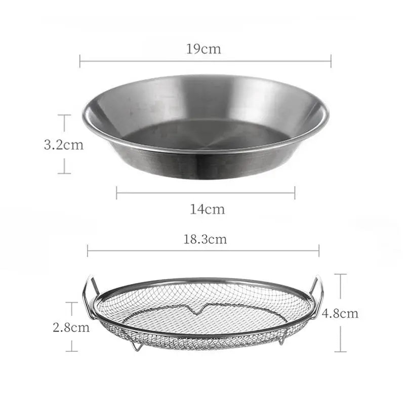Stainless Steel Drain Tray Oil Draining Oven-safe Baking Round Qme A