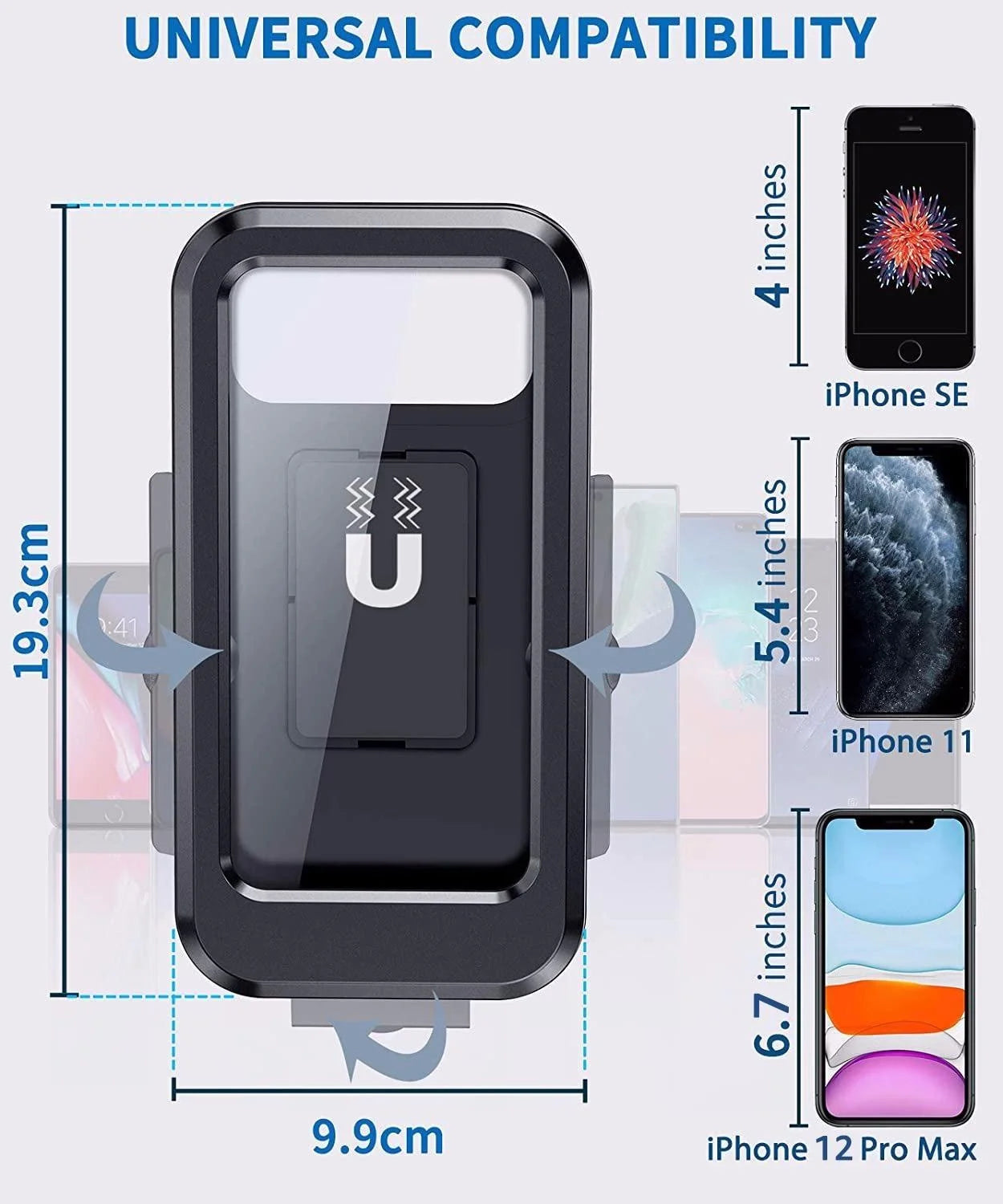 Waterproof Motorcycle Bike Mobile Phone Holder Support Universal Bicycle GPS 360° Swivel Adjustable Motorcycle Cellphone Holder Qme
