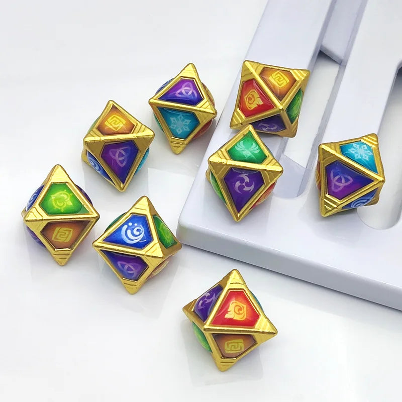 Funny’s Board Game Entity Prop Cosplay Genshin Impact Eye of God Genius Invokation TCG Eight Sided Element Dice Festival Gift Qme