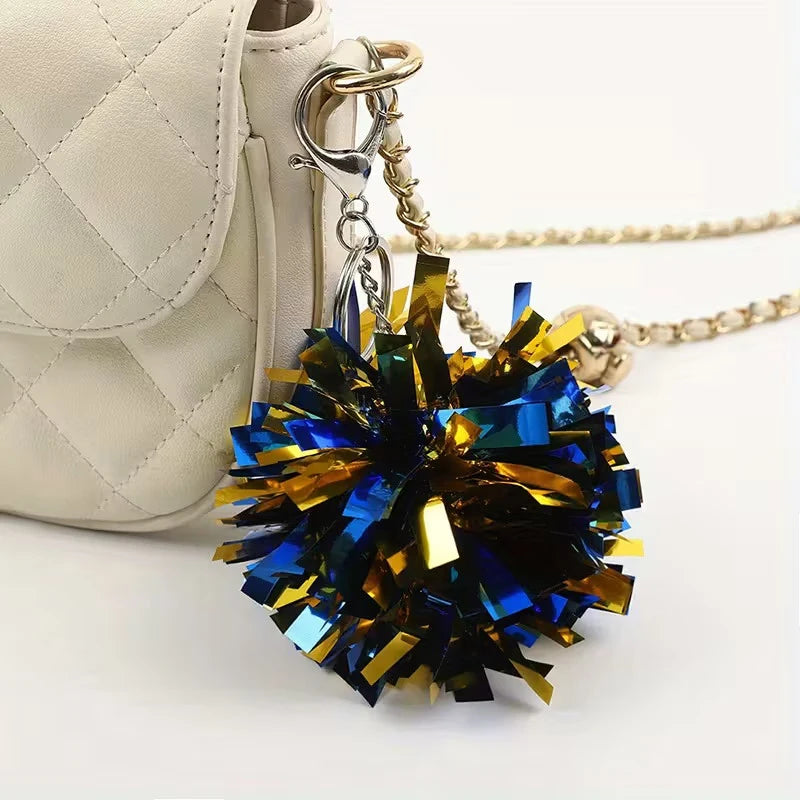 Colorful Cheer Pom Keychains Cheerleader Cheerleading Keyring Charm Qme